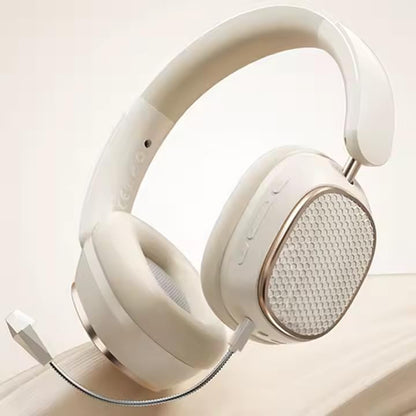 Hi-Fi Stereo Wireless Headphone Active Noise Cancellation Bluetooth 5.3 Headset with Detachable Microphone Ultra Comfortable and Full Ear Coverage Lightweight Foldable Earphone - color: Beige