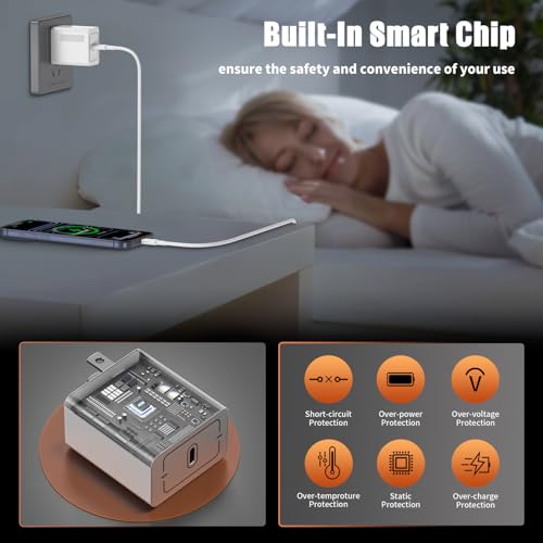 45W Fast Charger for iPhone 17 Pro Max, Super Fast USB C (6+6+10) FT Cables - color: White