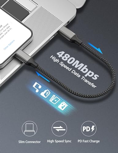 1ft USB C to USB C Fast Charging Cord Short, 3Pack for iPhone 17/16/15 - size: 1 Foot