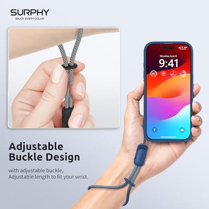 SURPHY 2 Pack Phone Lanyard, Phone Wrist Strap for Case, Camera Wrist Strap - color: Black & Blue Jay