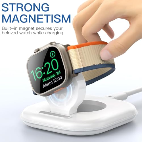 2Pack for Apple Watch Charger Stand, Magnetic Fast Charging Dock for Travel - color: 2P-White