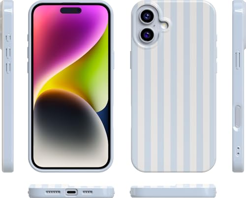 Casely iPhone 16 Case | Blue Stripes | Sunday Best | Compatible with MagSafe | Classic Ultra Slim Design - color: Sunday Best | Blue Stripes, size: Iphone 16