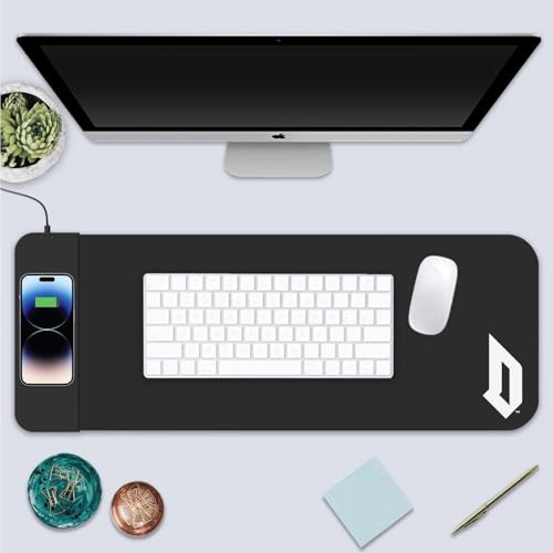 OTM Essentials Duquesne University Classic Wireless Charging Cloth Desk Mat, Durable Office Supplies, Non-Slip Base, Quick Charging Wireless Desk Pad, Black - size: Classic- Charging, style: Duquesne University