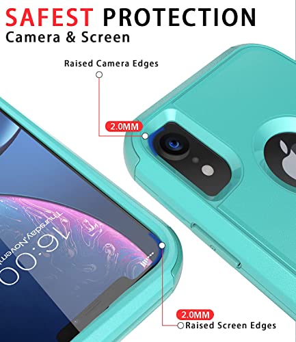 Diverbox for iPhone Xr Case [Shockproof] [Dropproof] [Dust-Proof],Heavy Duty Protection Phone Case Cover for Apple iPhone XR - color: Teal-3in1