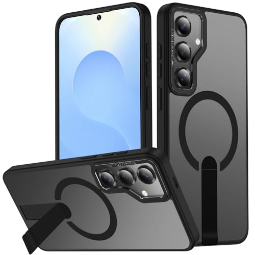 Galaxy S25+ Plus Case with Stand, Compatible with MagSafe Wireless Charging, [Military Drop Protection] Non-Slip Shockproof Magnetic Phone Case Cover for Samsung Galaxy S25+ (Black) - color: Black, size: for Galaxy S25 Plus