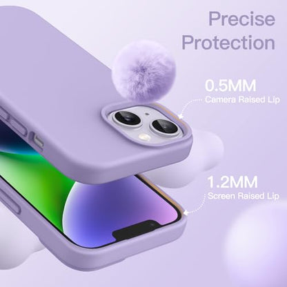 JETech Silicone Case for iPhone 14, Light Purple | Silky Soft Touch, Shockproof Protection, Scratch Resistant, Microfiber Lining - color: Light Purple, size: iPhone 14