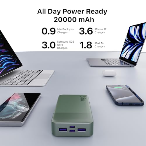 NOBIS 65W 20000mAh Portable Charger Power Bank Fast Charging - color: Green