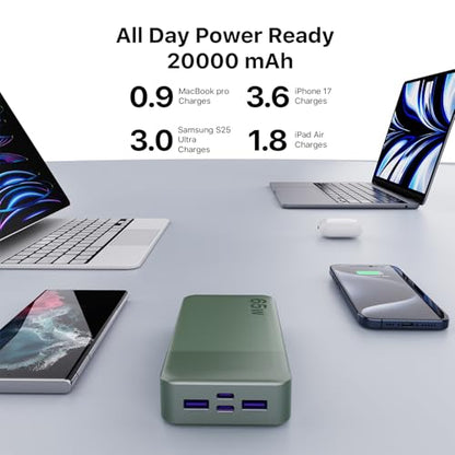 NOBIS 65W 20000mAh Portable Charger Power Bank Fast Charging - color: Green