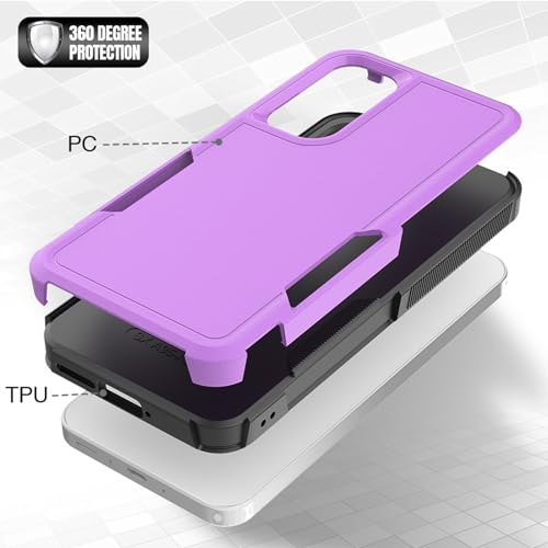for Samsung Galaxy A35 5G Case: Dual Layer Protective Heavy Duty Cell Phone Cover Shockproof Rugged with Screen Protector - Military Protection Bumper Tough - Samsung Galaxy A35 5G 2024, Purple - color: Purple (PC) + Black (TPU)