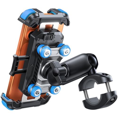 JOYROOM Motorcycle Phone Mount Holder with Dual Vibration Dampener - color: Blue