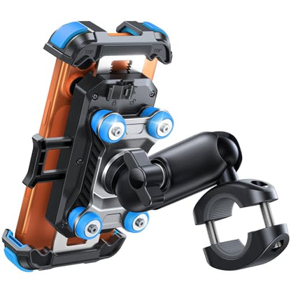 JOYROOM Motorcycle Phone Mount Holder with Dual Vibration Dampener - color: Blue