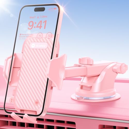 VICSEED [True Strongest Suction [Rally Racing-Grade Stability] Phone Holders for Your Car 2026 Upgraded Car Phone Holder Mount Truck Stand Cradle for iPhone Samsung All Phones, Pink - color: PInk