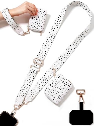 Woanger Teacher Phone Crossbody Lanyard with Wallet Pouch, Adjustable Clip Cell Phone Lanyard Back to School Teacher Gift - style: Polka Dots