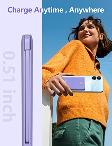 miisso 6000mah Ultra Slim Power Bank, Card Size, Purple - color: Purple