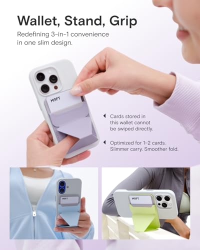 MOFT Magnetic Wallet Stand Compatible with iPhone 17/16/15/14/13/12 Series, Angle Adjustment & Magsafe Compatible MOVAS Phone Stand,Aqua - color: Aqua, size: Standard