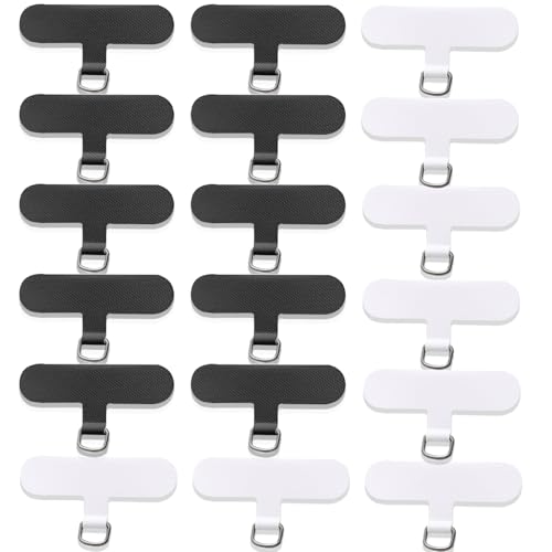 20 PCS Phone Tether Tab Universal Cell Safety Tether Connector Lanyard Replacement Part Crossbody Multifuctional Phone Lanyard Patch Pad for Most Smartphones Without Adhesive (Black, White