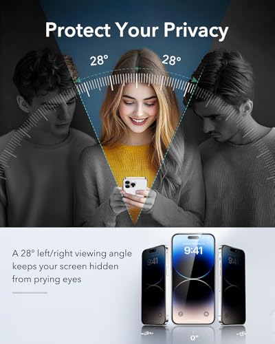 ESR 3 Pack for iPhone 14 Pro Privacy Screen Protector, Classic - size: iPhone 14 Pro 6.1 inch