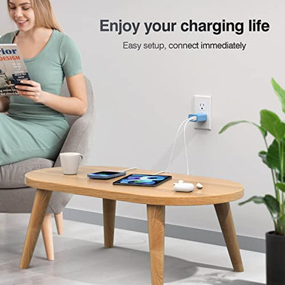 [20W/2Pack] Fast Charger Block, USB C Wall Charger, Charger Cube, Dual Port PD Fast Charging Block Brick Compatible for Watch Series 10 iPhone 15 16 17 Pro Max Airpod Brick Plug Power Adapter, Blue - color: Blue