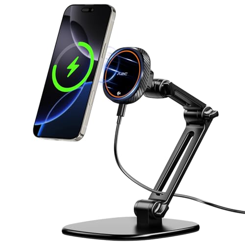 APPS2Car Qi2 15W Wireless Charger Stand Adjustable Phone Holder for Desk - color: Black - Wireless Charging Stand
