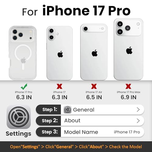Follaroma Magnetic for iPhone 17 Pro Case,Heavy Duty Phone Cases,Clear,6.3" | Compatible with MagSafe, Heavy Duty Shock proof Protection, Military-Grade Anti-Drop, Dual Layer Transparent Protective Cover - color: Clear, size: iPhone 17 Pro 6.3''