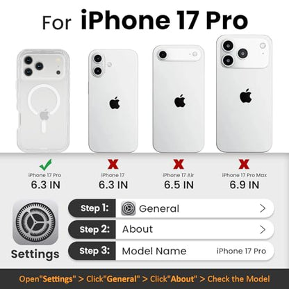 Follaroma Magnetic for iPhone 17 Pro Case,Heavy Duty Phone Cases,Clear,6.3" | Compatible with MagSafe, Heavy Duty Shock proof Protection, Military-Grade Anti-Drop, Dual Layer Transparent Protective Cover - color: Clear, size: iPhone 17 Pro 6.3''