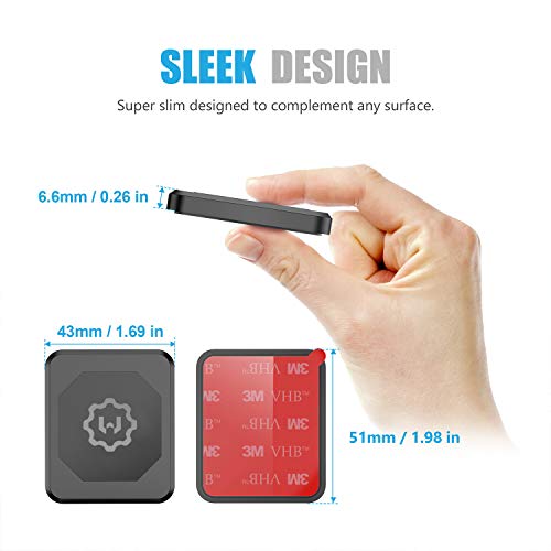 Rectangle Flat Stick On Dashboard Magnetic Car Mount Holder for Cell Phones and Mini Tablets with Fast Swift-Snap Technology - Extra Slim