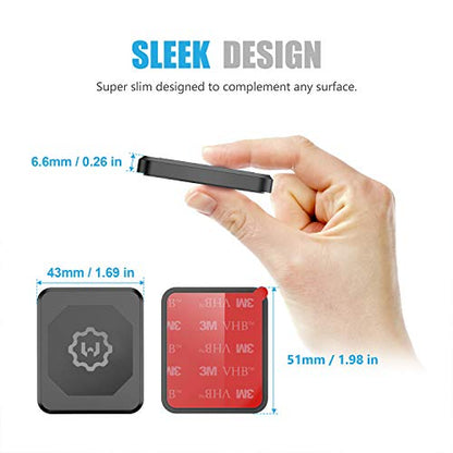 Rectangle Flat Stick On Dashboard Magnetic Car Mount Holder for Cell Phones and Mini Tablets with Fast Swift-Snap Technology - Extra Slim