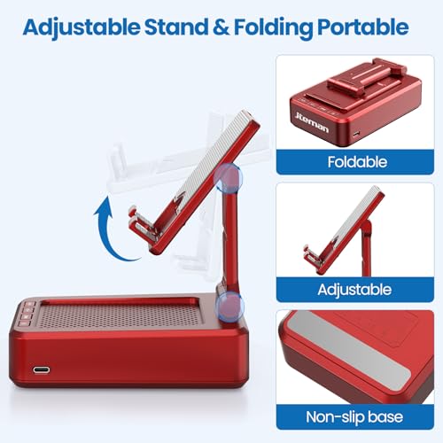 JTEMAN Bluetooth Speaker with Cell Phone Stand,Gifts for Men Tech Gadgets - color: Red