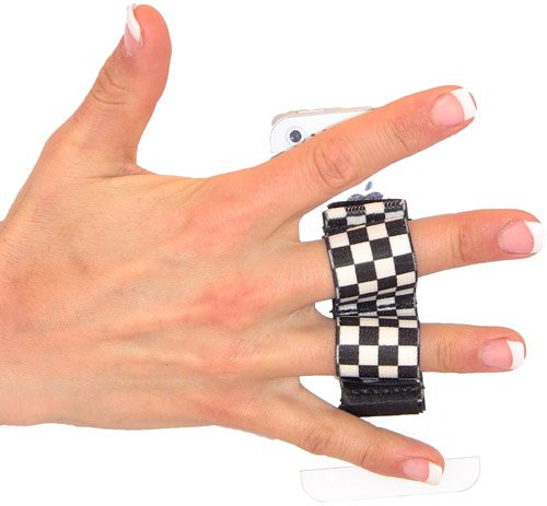 LAZY-HANDS 2-Loop Phone Grip - XL - Black & White Checkers - color: Black & White Checkers - XL
