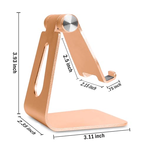 Phone & Tablet Stand Adjustable Multi‑Angle Aluminum Phone & Tablet Stand Non‑Slip Dock/Cradle/Charging Station for Desktop, Bed, Kitchen, Office (Gold) - color: Gold