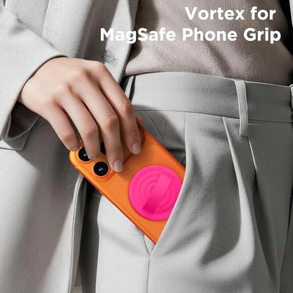Magnetic Phone Grip Ring, Compatible with MagSafe, Upgraded Liquid Silicone for Secure Comfort, Rotating Finger Loop Ring Grip Holder for iPhone 17/16/15/14/13/12 Pro Max Plus, Neon Pink - color: Neon Pink