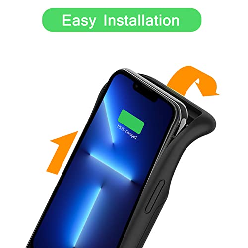 Battery Charging Case for iPhone 13 Pro Max, 12000mAh High Capacity Portable Rechargeable Battery Case Qi Wireless Charging with iPhone 13 Pro Max (6.7 inch) Extended Battery Charger Cover(Black) - size: iPhone 13 Pro Max