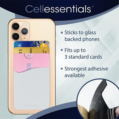 USA Merchant Redesigned Card Holder - Silicone Stick on Cell Phone Wallet with Pocket for Credit Card ID Business Card - iPhone Android & Smartphones (White) - color: White