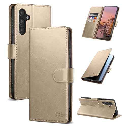 Wallet Case for Samsung Galaxy A16 5G, Golden | RFID-Blocking Card Holder, Kickstand, Magnetic Closure, PU Leather Folio Flip Cover, Protective Women Men Cases - color: Golden, size: SamsungGalaxy A16