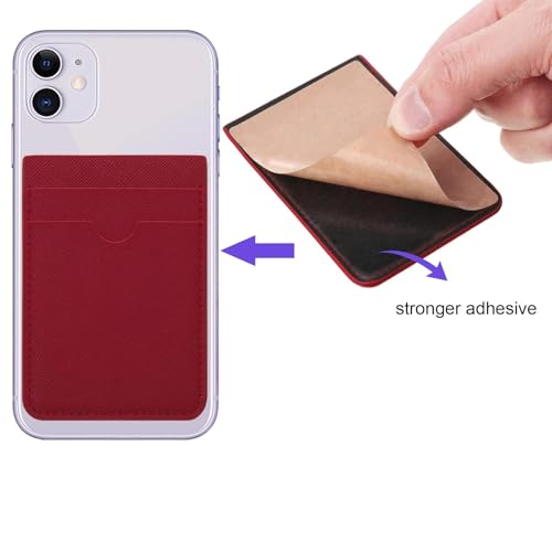 Weewooday 6 Pcs 6 Pcs Stick on Phone Card Holder Wallet, Solid, Multi-color - color: Multi-color