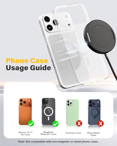 Magnetic Wireless iPhone Charger Fast Phone Charger with Kickstand, 6FT 25W Fast Phone Charging Pad Wireless Magnetic Charge for iPhone 17/17Air/16 Pro Max/16 Plus/15 Pro Max/AirPods3/2/Pro Black - color: Black, size: 6ft-1PK