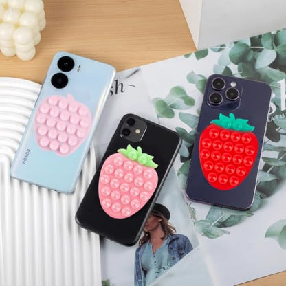 Suction Phone Holder, Strawberry Grip - Mirror/Bathroom Selfies, Pink Green - color: Strawberry Pink Green