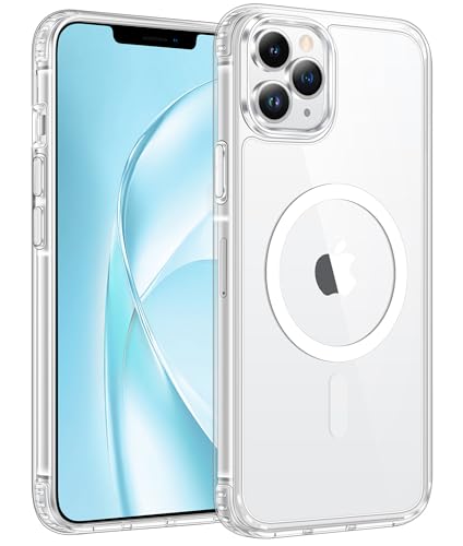 FNTCASE for iPhone 11 Pro Max Case: [Compatible with Magsafe] Anti Yellowing Transparent Magnetic Phone Cover - Military Grade Shockproof Drop Proof Protective for iPhone 11ProMax 2019 Cases - Clear - color: Clear, size: Iphone 11 Pro Max (6.5 Inch)
