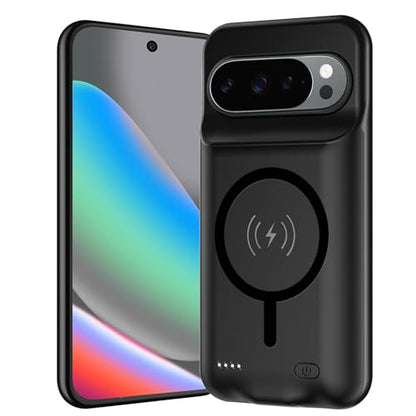 Battery Case for Pixel 10/10 Pro, Upgraded 10000mAh Battery Pack Rechargeable Charger Case with Wireless Charging Compatible for Pixel 10/10 Pro(6.3 inch) External Charging Cover(Black) - size: Pixel 10/10 Pro