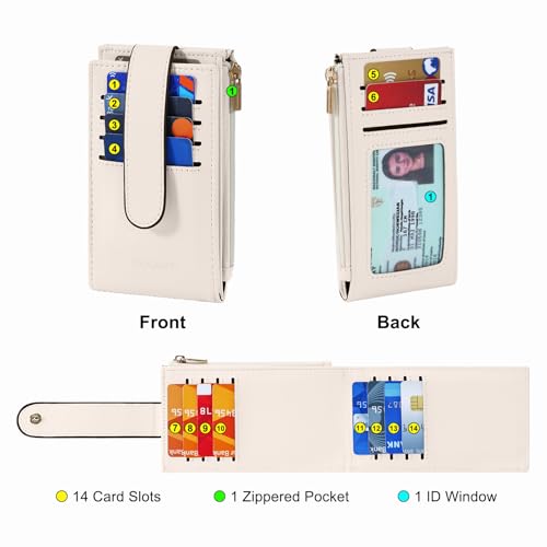 Chelmon Women's RFID Slim Card Holder Wallet | Thin Bifold Multi Card Case with Zipper Coin Pocket Purse for Women(Beige) - color: Beige