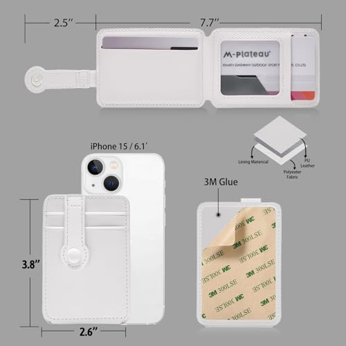 M-Plateau Phone Wallet Stick On, Phone Card Holder With Elastic Magnetic Closure, Slim Wallet Matches Double Sided Tape Compatible with iPhone Case and Most Smartphone (White) - color: White