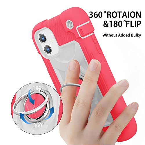 MARKILL Compatible with iPhone 11 Case 6.1 Inch with 360°Rotate Ring Stand, Military Grade Drop Protection Full Body Rugged Heavy Duty Case 3 in 1 Protective Cover Hot Pink - color: Hot Pink, size: iPhone 11 6.1"