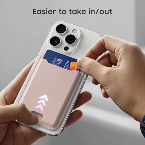 Musotica 2 Packs Phone Card Holder, Leather Phone Wallet Stick on, Stronger Nano Adhesive Credit Card Holder for Back of Phone Case, With RFID Blocking, Fit 4 Cards for iPhone, Samsung, and Android - color: BabyPink