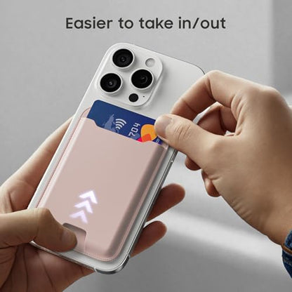 Musotica 2 Packs Phone Card Holder, Leather Phone Wallet Stick on, Stronger Nano Adhesive Credit Card Holder for Back of Phone Case, With RFID Blocking, Fit 4 Cards for iPhone, Samsung, and Android - color: BabyPink