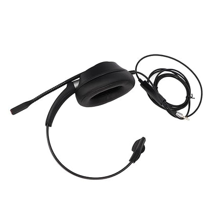 ciciglow Single Sided Ear Headphone, ENC Noise Reduction Business Headset 3.5mm Volume Adjustment Monaural Telephone Headset with Mic for Home Call Center
