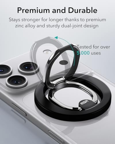 ESR for MagSafe Phone Grip for iPhone 17-12, 2-Way Magsafe Ring Holder - color: Black