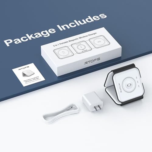3 in 1 Wireless Charging Station for Apple,Foldable Magnetic Travel Charger - color: moon white
