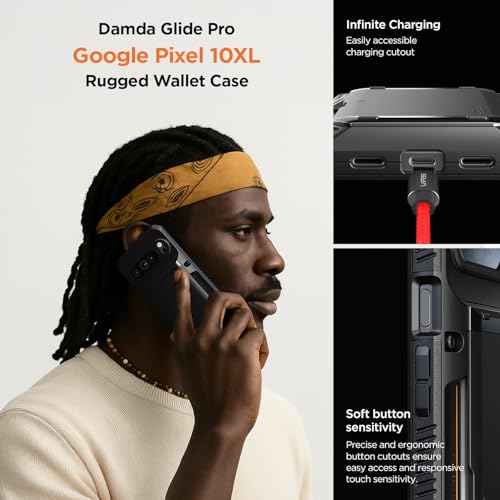 VRS DESIGN Damda Glide Pro for Pixel 10 Pro XL (2025) – Rugged Wallet Case with Sturdy Semi Auto Card Holder [4 Cards] Heavy Duty Phone Cover (Guardian Black) - color: Guardian Black, size: Pixel 10 Pro XL