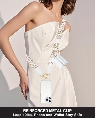 Nipichsha Crossbody Phone Strap with Wallet, Clip and Go Strap for Phone - color: Minimalist Geometry