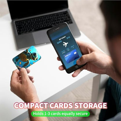 Phone Credit Card Holder Stick on, Cell Phone Pocket Self Adhesive Stretchy Stick on Wallet ID Credit Card Case Pouch Sleeve with Flap for All Smartphones, Baby Sea Turtle - color: Baby Sea Turtle